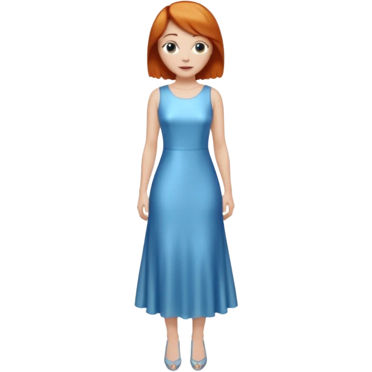 woman lshort ginger hair blue shiney long dress full body emoji