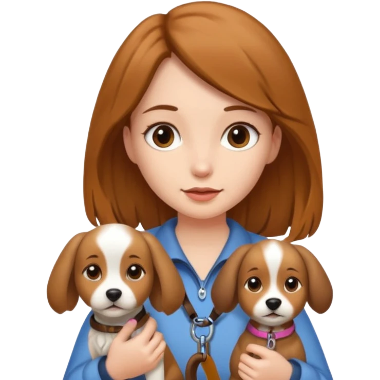 Girl holding dog in leash emoji
