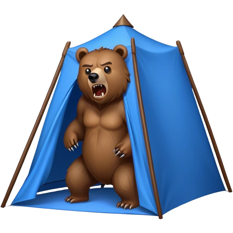 angry grizzly bear attacking a tent emoji