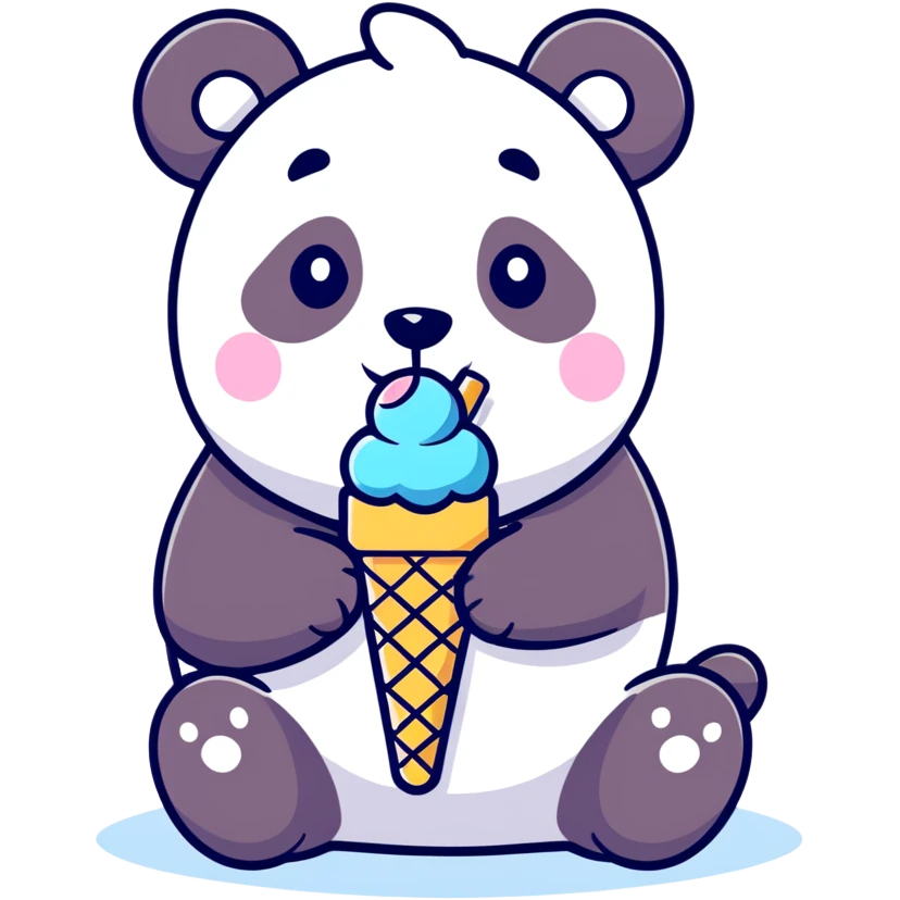 Panda eating ice cream emoji
