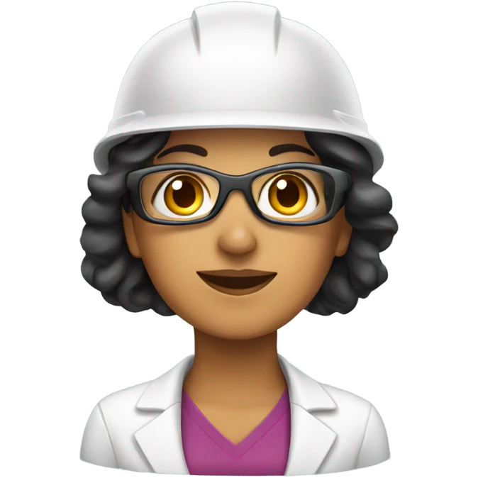 Latin woman wearing a safety helmet, safety glasses and earplugs emoji