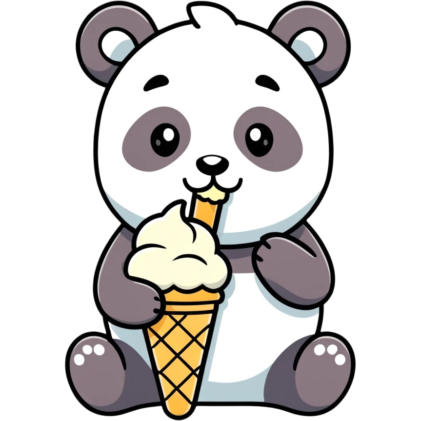 Panda eating ice cream emoji