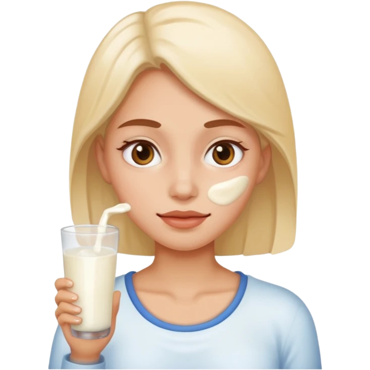 Woman with milk on face  emoji