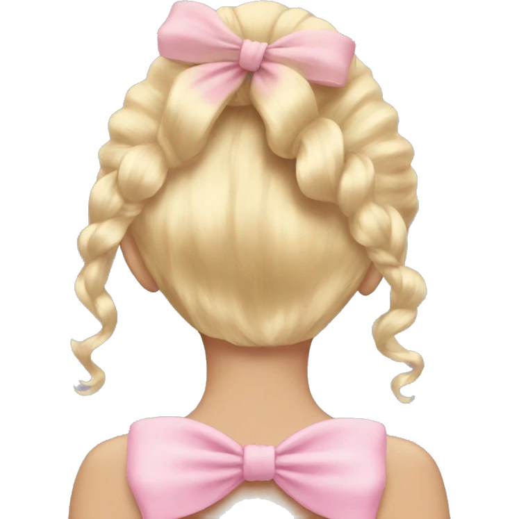 blonde open hair from behind with a pastel pink bow emoji