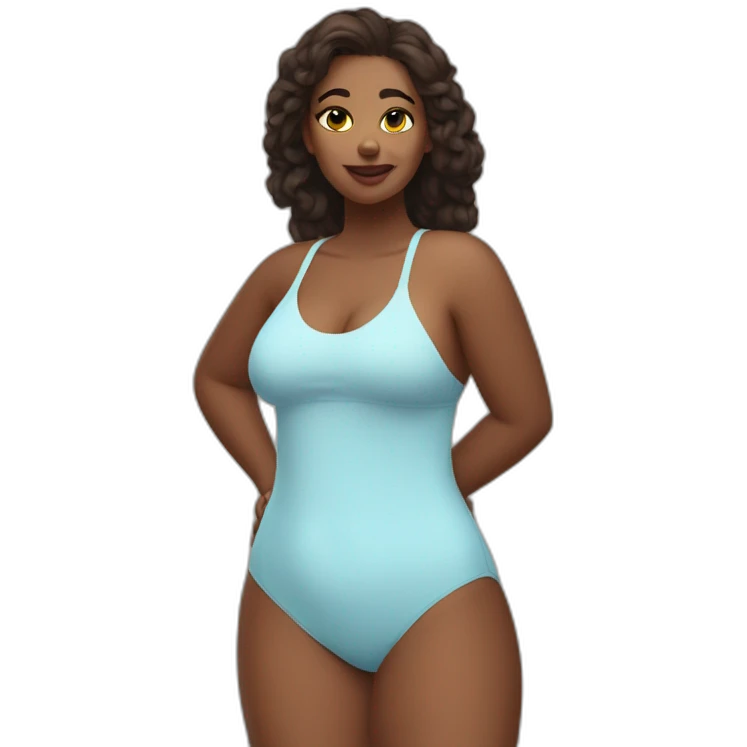 Slim-Thicc caucasian woman swimsuit posing emoji