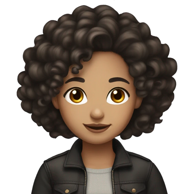 Lightskin girl with long curly black hair with dark Brown eyes and with a dimple in her cheek and with veneers  emoji