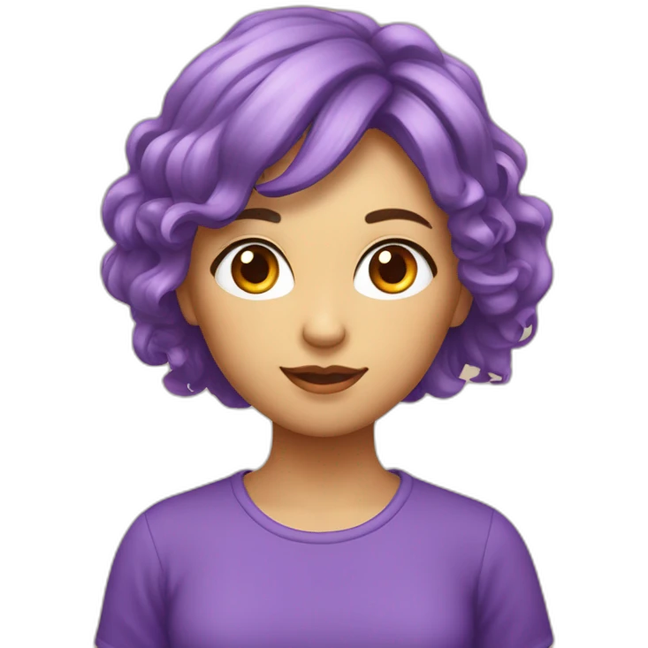 Una ragazza dai capelli arancioni con un fiocco viola in testa emoji