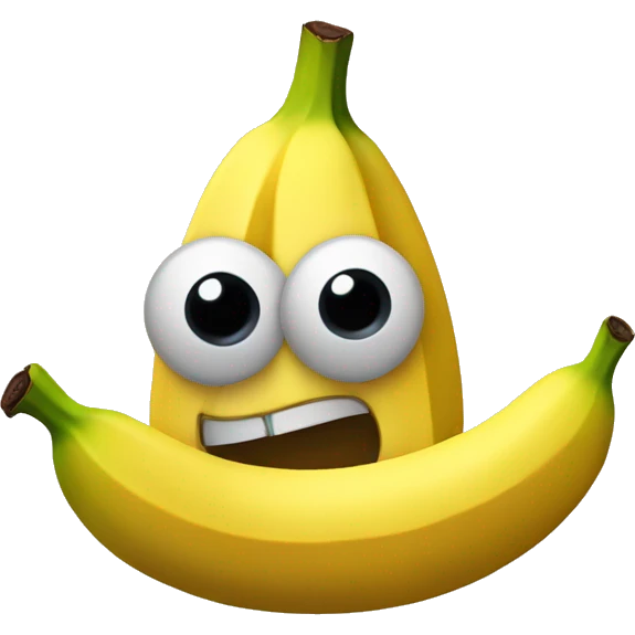 sideways emoji with a banana hat and 10 eyes emoji
