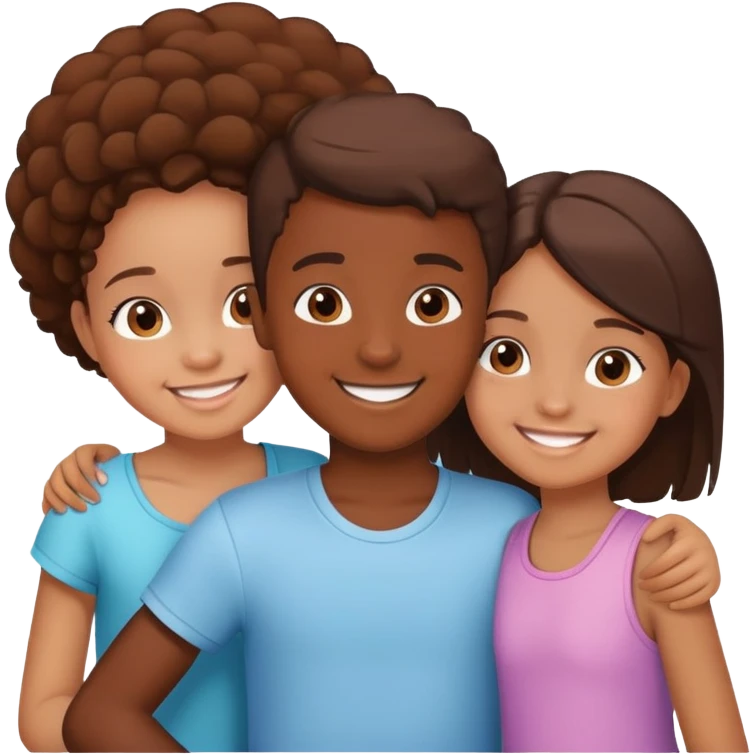 siblings playing together - one boy and two girls emoji