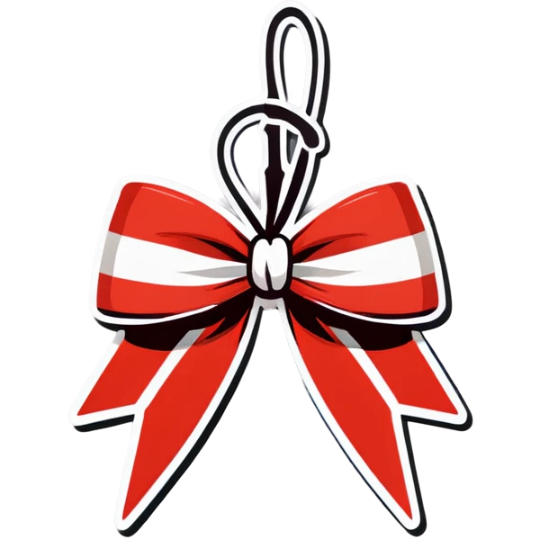 the braided bow like a string with red and white emoji