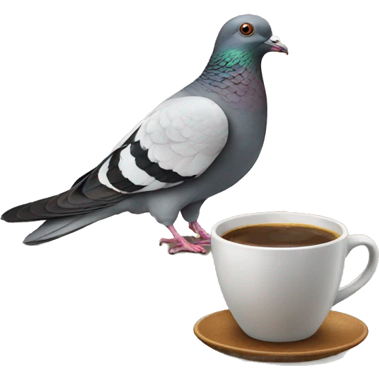 Pigeon drinking coffee  emoji