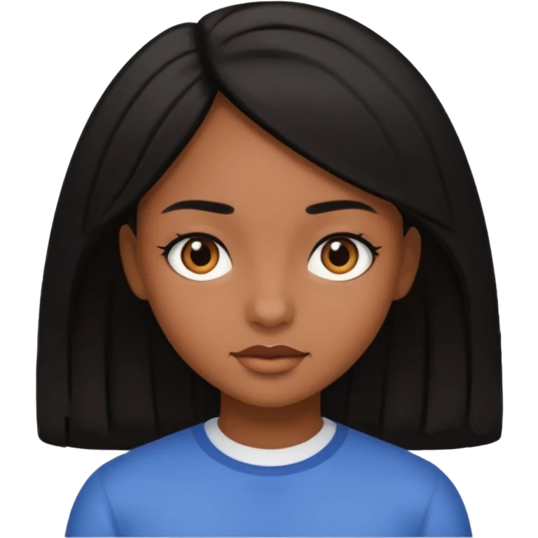 A girl brown with hair black emoji