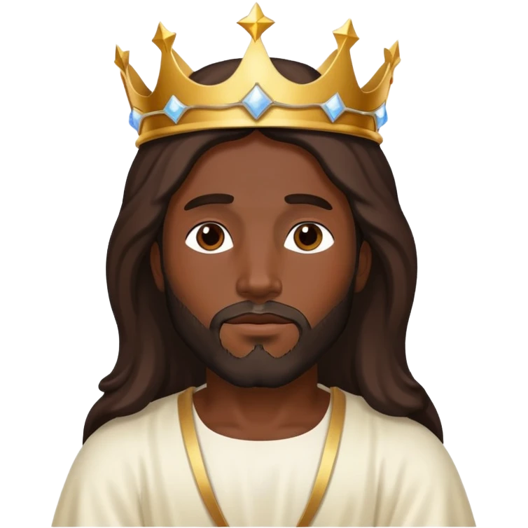 Dark skin christ Jesus with heavenly crown emoji