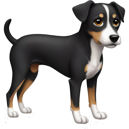 black slim female dog white belly stripe emoji