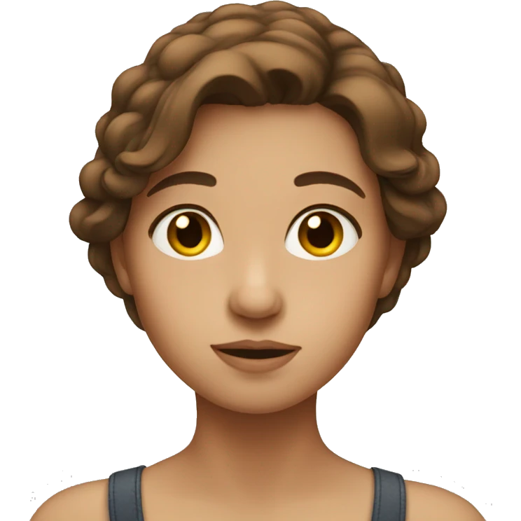 Girl with brown hair gazing emoji