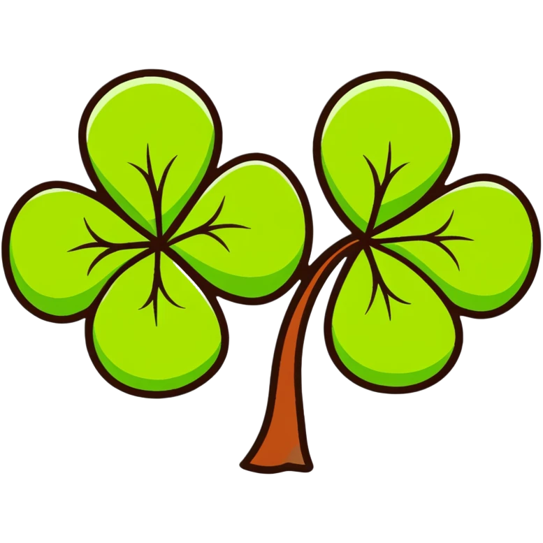lucky four-leaf clover and kiwi fruit emoji