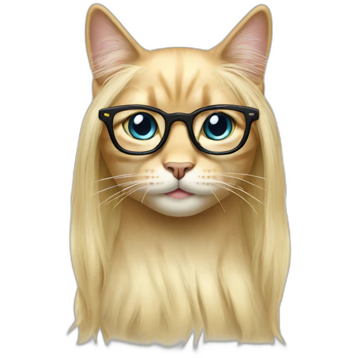 Long Blonde hair cat with glasses emoji