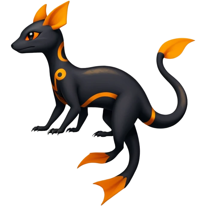 Colorful Exotic Black and Orange Salandit-Aurorus-Umbreon-Fakémon-hybrid-creature (full body)  emoji