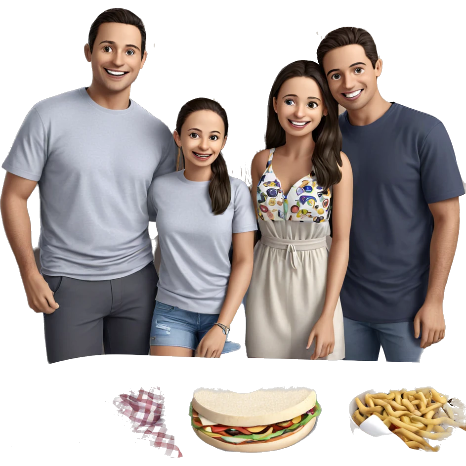 friends enjoying food together emoji
