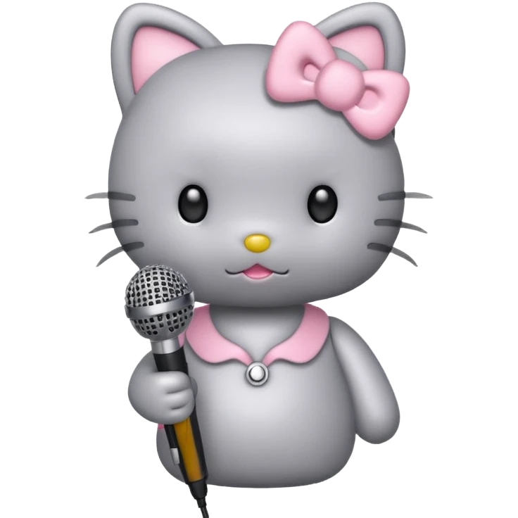 grey Hello Kitty with a microphone  emoji