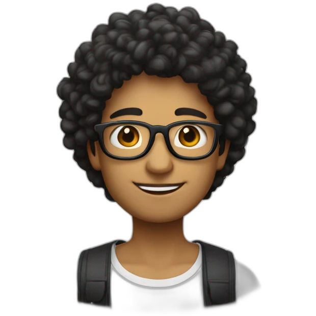 chico con lentes y pelo negro peinado para el costado izquierdo blanco y joven  emoji
