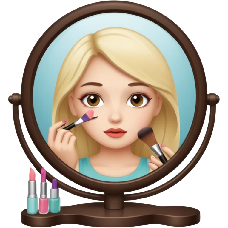 Girl doing makeup looking in a mirror emoji