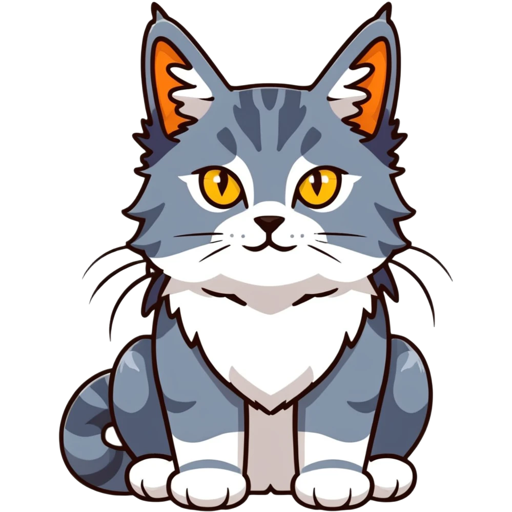 blue-gray maine coon cat with yellow eyes emoji