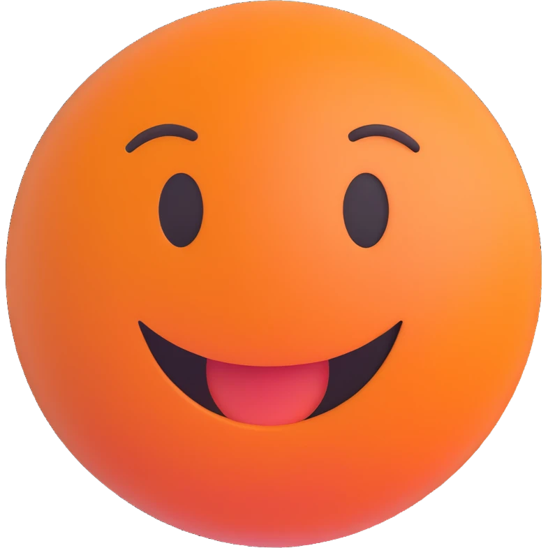 3D smiley emoji, round shape, orange color, with text 'csak neked', winking face emoji