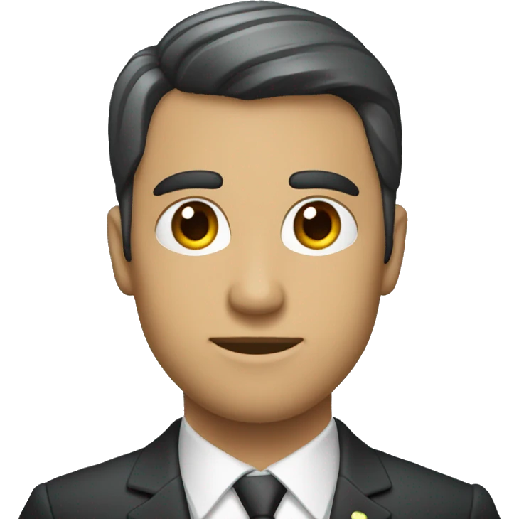 Persona trigueña con traje y ojos pardos, que el traje sea plomo y que combine con la corbata emoji