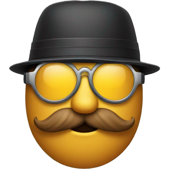 Goggle emoji with hat moustache and beard emoji