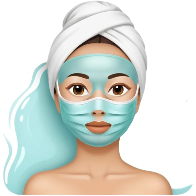 Lady with face mask spa beauty full face relaxing emoji