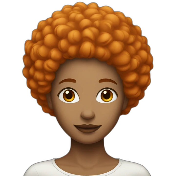 Woman with afro orange hair metice skin color emoji