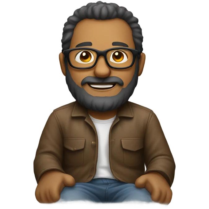 hairy man with glasses sitting on the couch emoji
