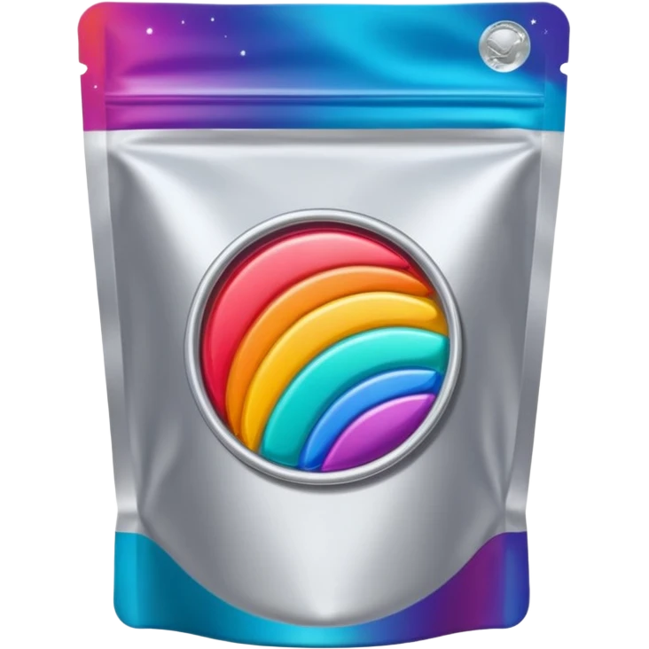 Space food pouch Bright, synthetic color label.. emoji