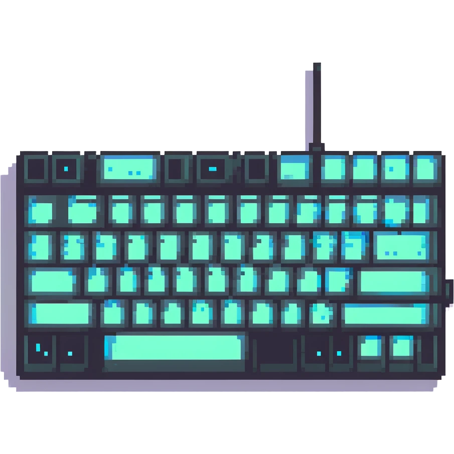 Pixel keyboard with glowing keys or a glowing screen in dark mode emoji