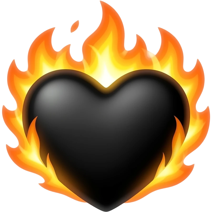 Corazon negro con fuego a los costados emoji