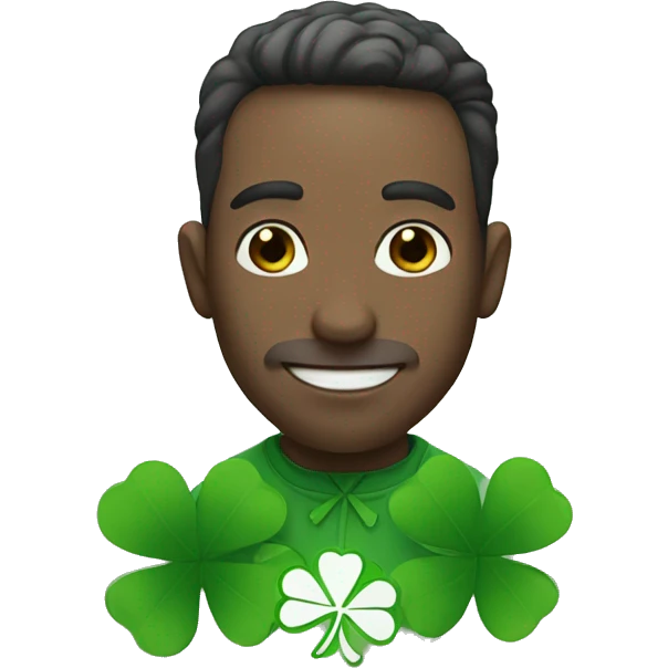 white man with four leaf clover emoji