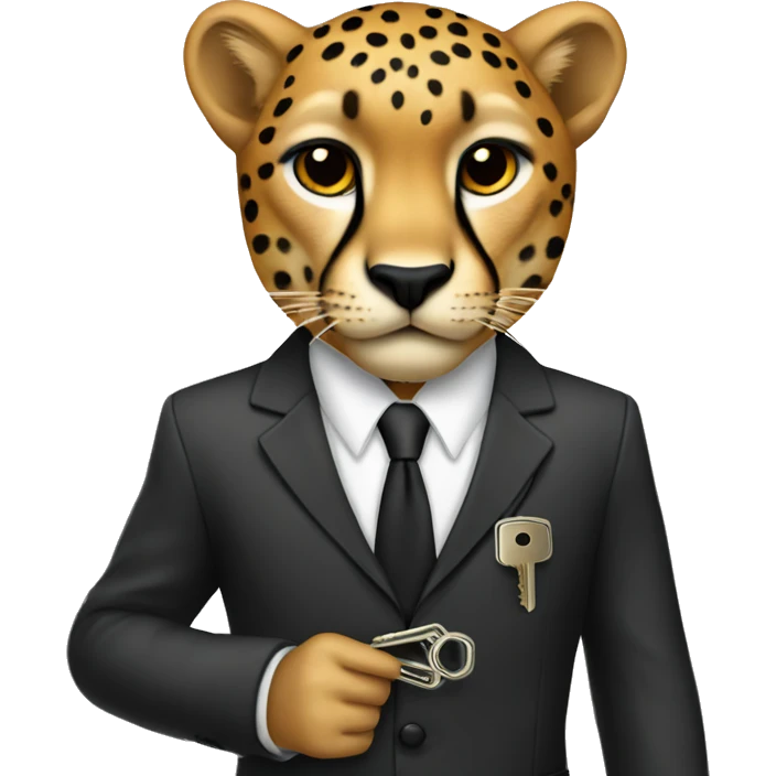 cheetah in a classic suit With keys emoji