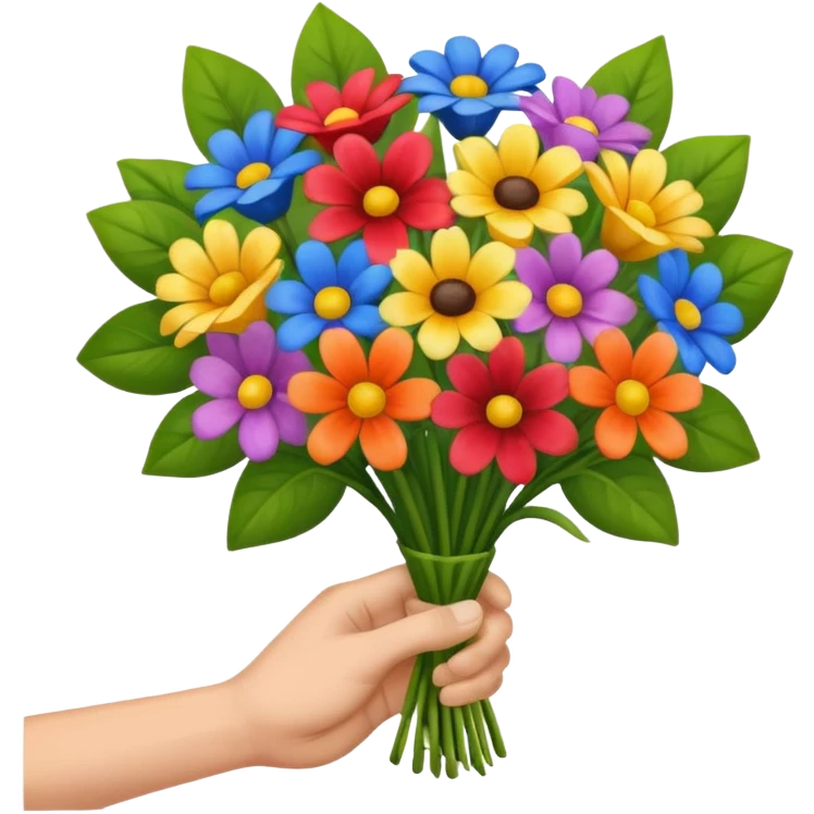 Male hand give a bogue of flowers emoji