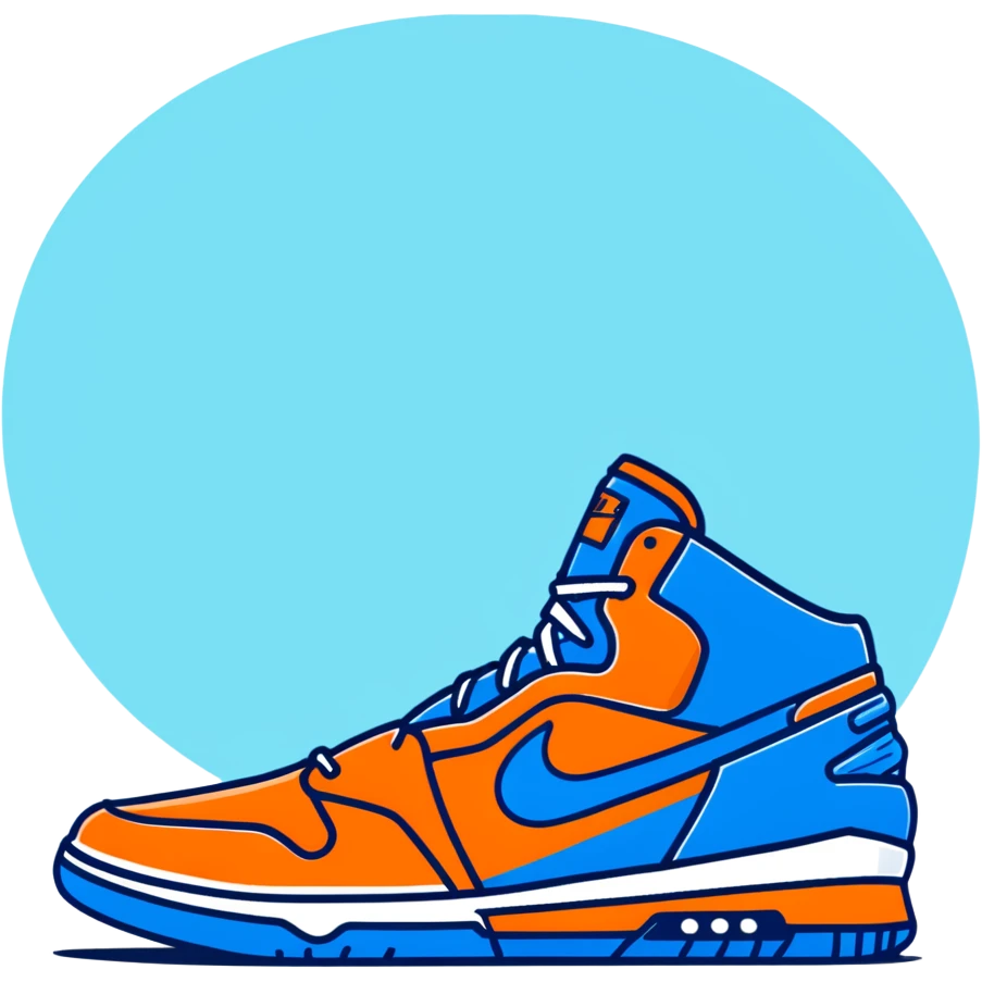 sporty blue Nike basketball shoes with nike logo emoji