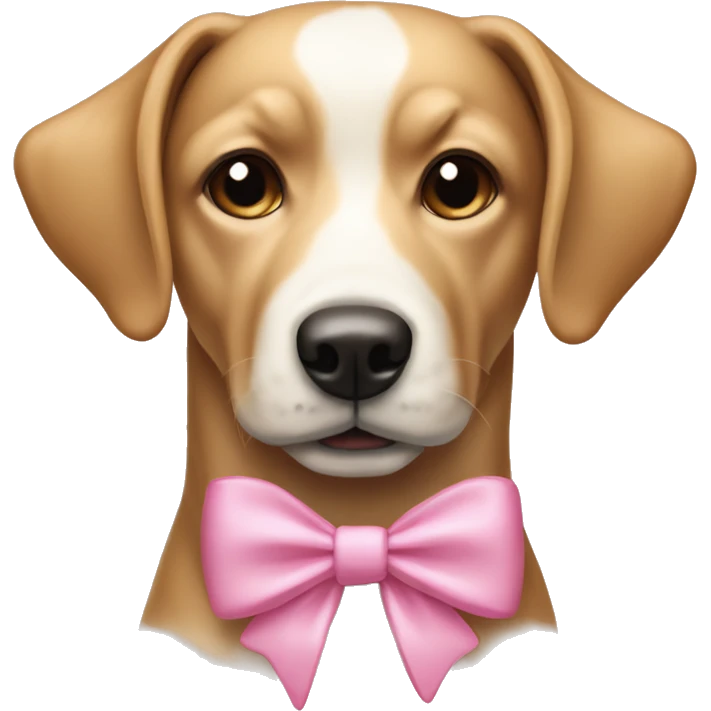 Beige and tan and white Weenier Dog with pink bows on it’s ears emoji