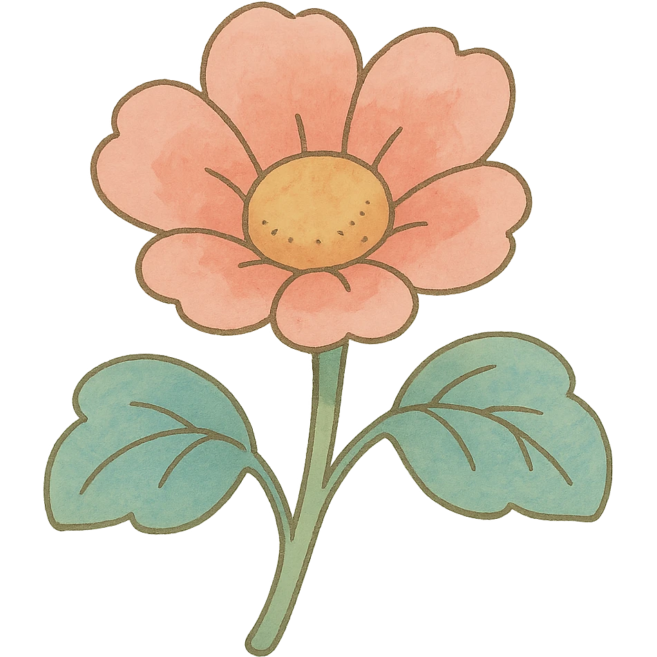 icon of a flower, soft colors, whimsical, ghibli style emoji