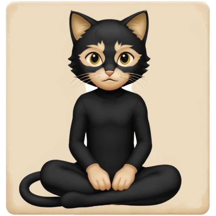 Chat noir peinture mignon assise peinture emoji