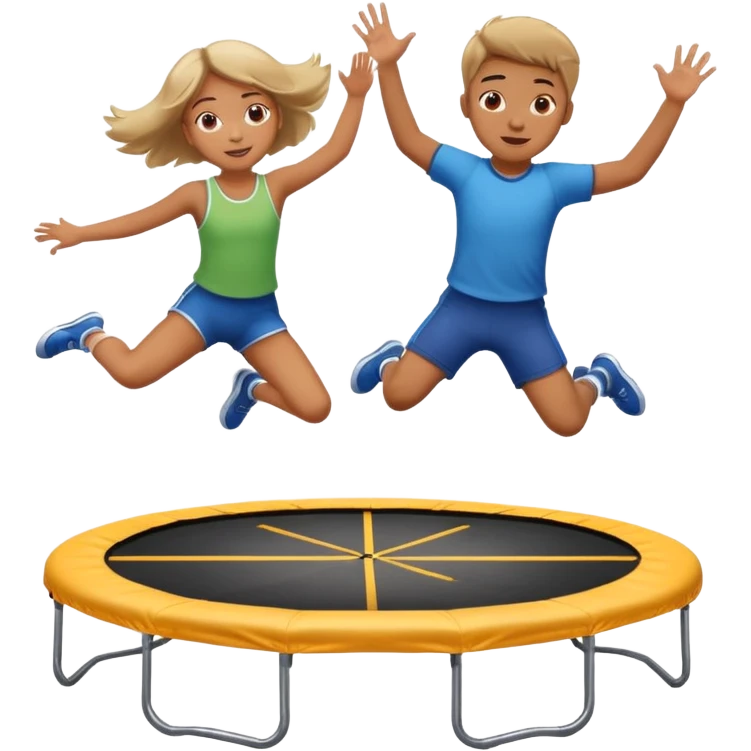 Trampoline with two people bouncing on it, one boy, one girl  emoji