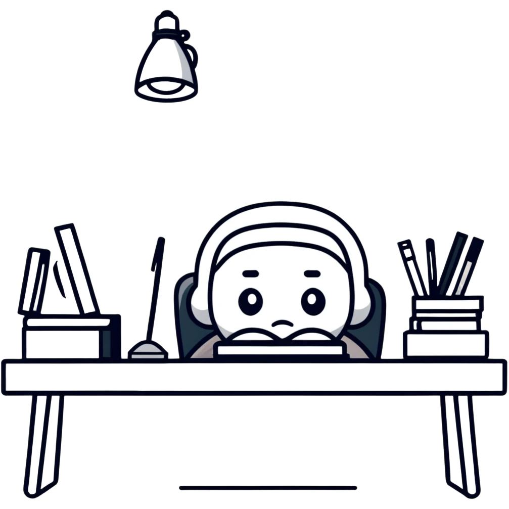 person working at a desk, looking exhausted emoji