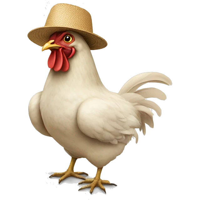 chicken wearing coconut bra and hat emoji