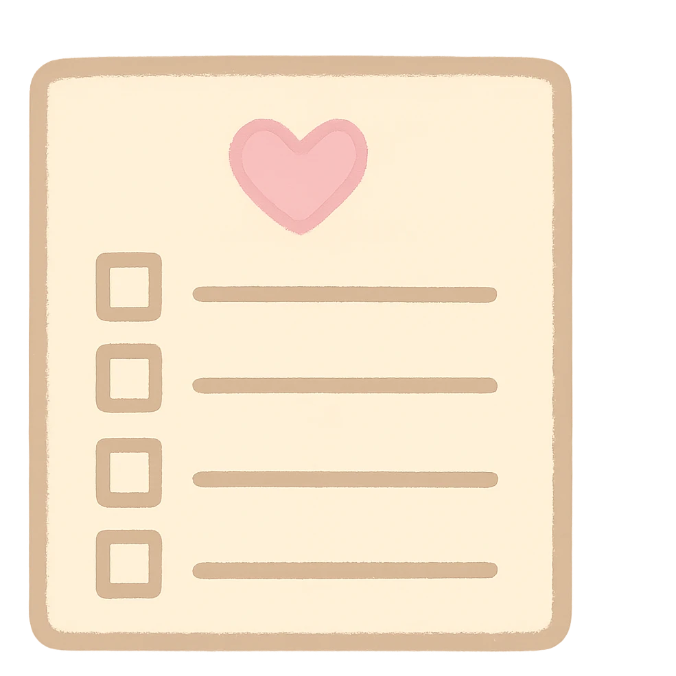 Pale beige to do list with pastel pink heart in the centre  emoji