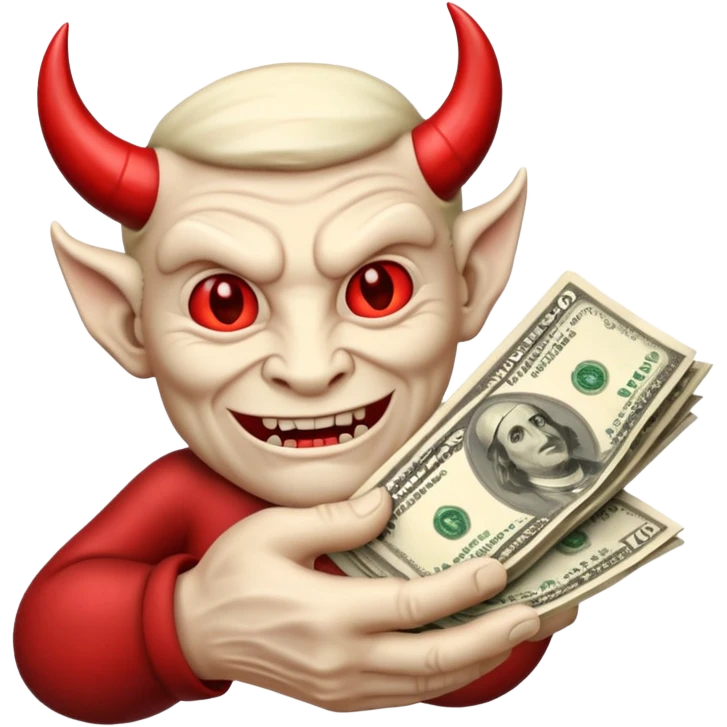 Devil hand with money emoji