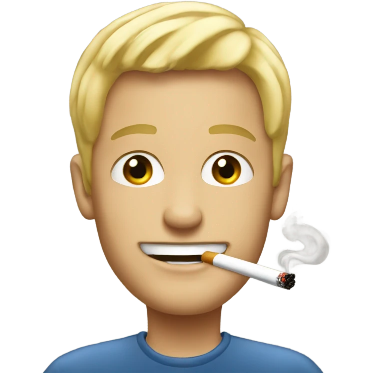 smiling blonde male portrait smoking emoji