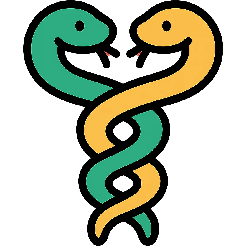two intertwined serpents colored icon emoji